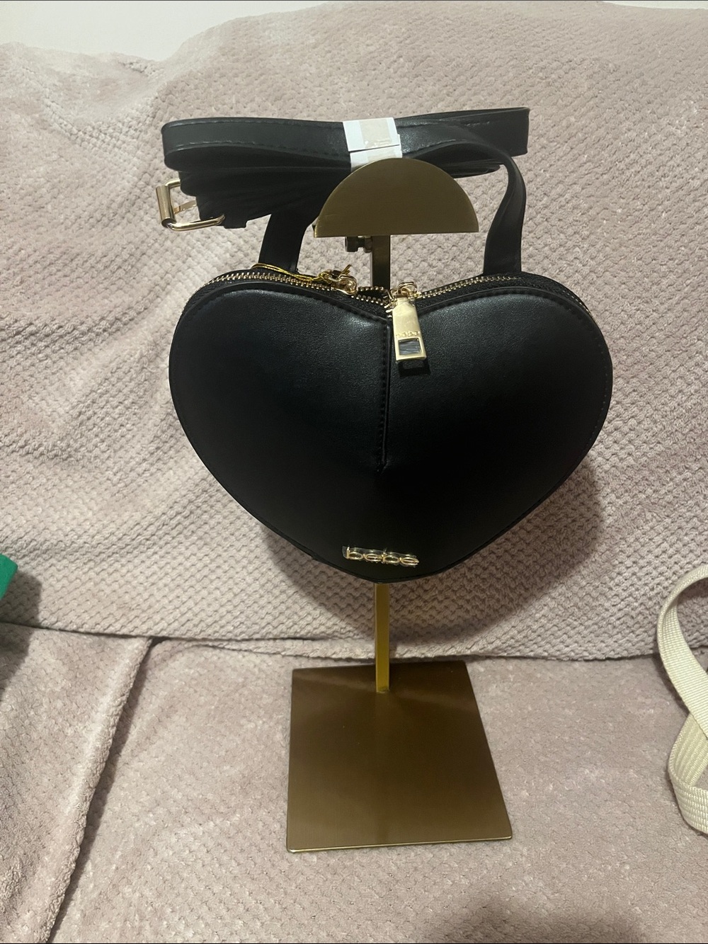 Bebe Milan Black Heart Shaped Crossbody Bag - Women New With Tags